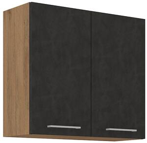 Kuchyňská skříňka závěsná 80 cm LOUSIE - Černá / Dub artisan