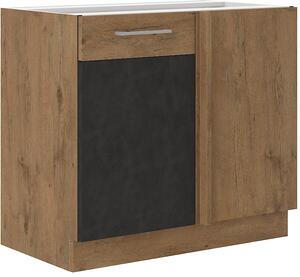 Spodní rohová skříňka do kuchyně 90x82 cm 26 - MYSTIC - Cappucino lesklá / Dub artisan