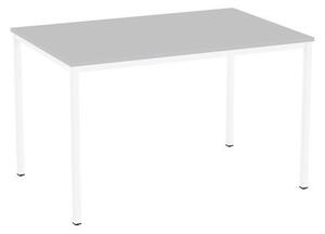 Jedálenský stôl Versys s bielym podnožím RAL 9003, 120 x 80 x 74,3 cm, svetlosivý