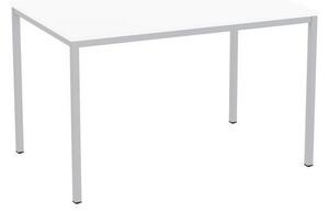 Jedálenský stôl Versys so strieborným podnožím RAL 9006, 120 x 80 x 74,3 cm, biely