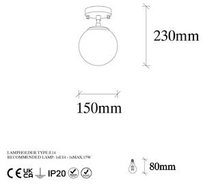 Stropné svietidlo Atmaca 10220, zlatá antik, opálové sklo Ø 15 cm
