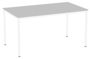 Jedálenský stôl Versys s bielym podnožím RAL 9003, 140 x 80 x 74,3 cm, svetlosivý