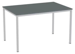 Jedálenský stôl Versys so strieborným podnožím RAL 9006, 120 x 80 x 74,3 cm, tmavosivý