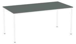 Jedálenský stôl Versys s bielym podnožím RAL 9003, 160 x 80 x 74,3 cm, tmavosivý