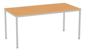Jedálenský stôl Versys so strieborným podnožím RAL 9006, 160 x 80 x 74,3 cm, buk