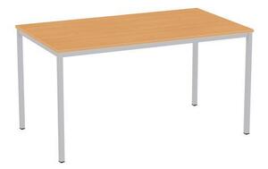 Jedálenský stôl Versys so strieborným podnožím RAL 9006, 140 x 80 x 74,3 cm, buk