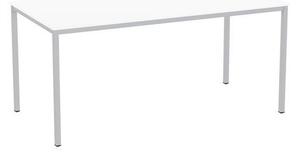 Jedálenský stôl Versys so strieborným podnožím RAL 9006, 160 x 80 x 74,3 cm, biely