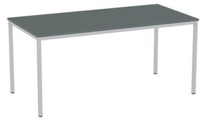 Jedálenský stôl Versys so strieborným podnožím RAL 9006, 160 x 80 x 74,3 cm, tmavosivý