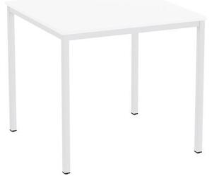 Jedálenský stôl Versys so svetlosivým podnožím RAL 7035, 80 x 80 x 74,3 cm, biely