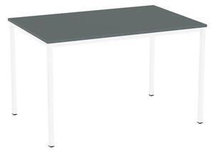 Jedálenský stôl Versys s bielym podnožím RAL 9003, 120 x 80 x 74,3 cm, tmavosivý