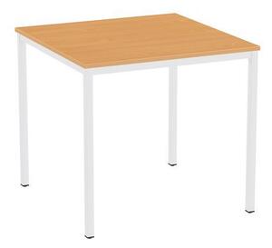 Jedálenský stôl Versys s bielym podnožím RAL 9003, 80 x 80 x 74,3 cm, buk