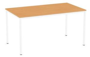 Jedálenský stôl Versys s bielym podnožím RAL 9003, 140 x 80 x 74,3 cm, buk