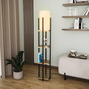 Stojacia lampa 8115, čierna/zlatá/biela, kov/plátno, výška 130 cm