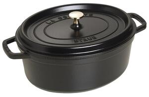 Oválny liatinový hrniec Staub 31 cm, čierny