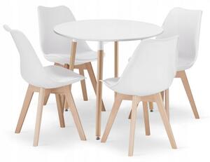 Jedálenský stôl KAMI biely 80 cm so štyrmi stoličkami MARK biele