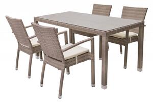 DEOKORK Záhradný ratanový stôl NAPOLI 160x80 cm (sivo-béžová)