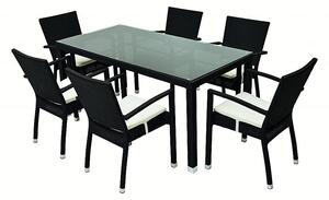 DEOKORK Záhradný ratanový stôl NAPOLI 160x80 cm (čierna)