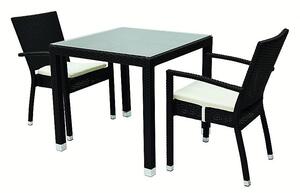 DEOKORK Záhradný ratanový stôl NAPOLI 80x80 cm (čierna)