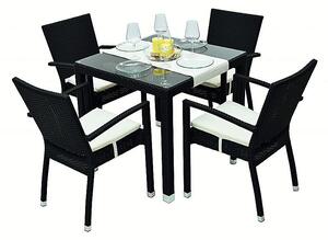 DEOKORK Záhradný ratanový stôl NAPOLI 80x80 cm (čierna)