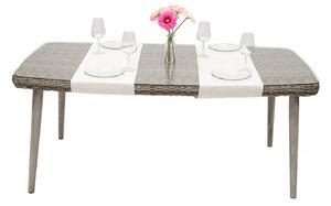 Záhradný ratanový stôl so sklom VICTORIA 180 x 100 cm (sivý)