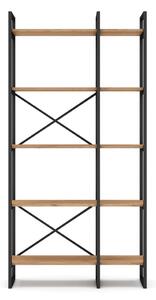 Čierny/prírodný regál v dekore duba 87,5x175 cm Dusan – Marckeric