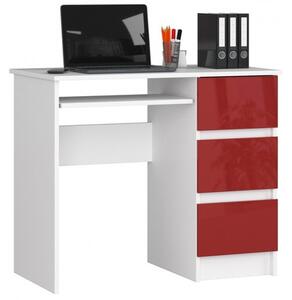 Počítačový stôl A-6 pravá biela/červená lesk