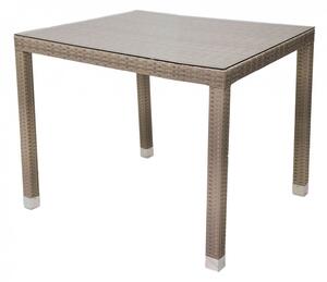 DEOKORK Záhradný ratanový stôl NAPOLI 80x80 cm (sivo-béžová)