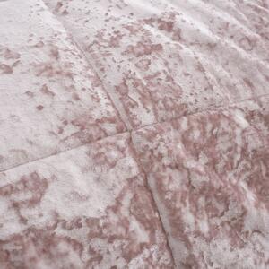 Ružový zamatový prešívaný prehoz na dvojlôžko 220x220 cm Crushed - Catherine Lansfield