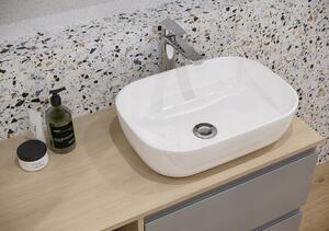 Cersanit Moduo, kúpeľňová skrinková súprava s umývadlom na dosku 80x45x95 cm, biela lesklá-dub, S801-446