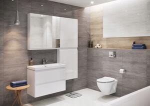 Cersanit Moduo, kúpeľňová skrinková súprava s umývadlom na dosku 80x45x95 cm, biela lesklá-dub, S801-443