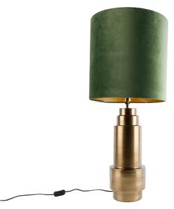 Stolová lampa Bronzový zamatový tienidlo zelená so zlatom 40 cm - Bruut