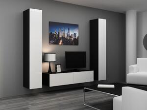 MEBLINE Obývacia stena VIGO 9C čierna / biely lesk