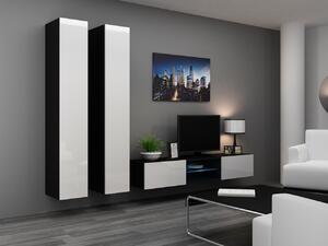 MEBLINE Obývacia stena VIGO 19C čierna / biely lesk