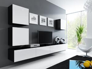 MEBLINE Obývacia stena VIGO 22C čierna / biely lesk