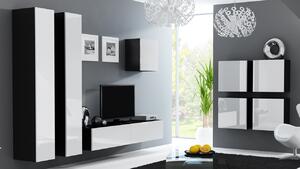 MEBLINE Obývacia stena VIGO 24C čierna / biely lesk