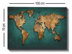 (3692) GREEN MAP nástenná maľba na plátne