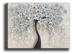 (3695) WHITE FLOWERS nástenná maľba na plátne