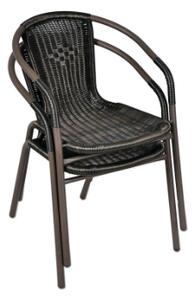 Garthen Bistro 6159 Záhradná ratanová stolička - čierna s hnedou štruktúrou