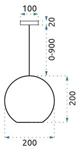 Toolight - Závesná lampa guľa 20cm LE03-1, chrómová, OSW-00705
