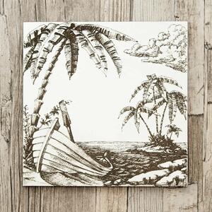 DUBLEZ | 3D drevený gravírovaný obraz na stenu - Pláž s palmami