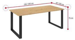 Jedálenský stôl DUSTY, 138x75x67, artisan