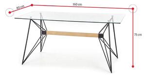 Jedálenský stôl ANASTACIO, 160x75x80, sklo/buk
