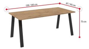 Jedálenský stôl ALEXANDR, 185x75x90, biela