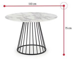 Jedálenský stôl IBERIUS, 110x75x110, biely mramor/čierna