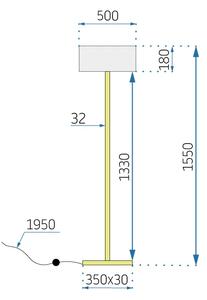 Toolight - Podlahová stojaca lampa E27 APP966-1F, zlatá-biela, OSW-04051
