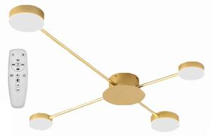 Toolight - LED stropné svietidlo 4-ramenné + diaľkové ovládanie APP520-4C, zlatá, OSW-08461