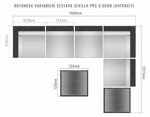 Ratanová variabilná zostava SEVILLA pre 6 osob (antracit)