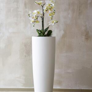 Kvetináč PILA, sklolaminát, výška 100 cm, biely mat