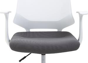 Kancelárska stolička, sedadlo sivá látka, biely pp plast, výškovo nastaviteľná