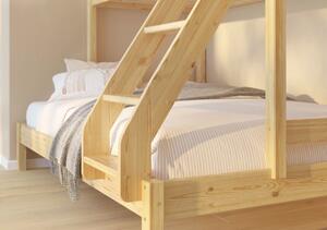 Detská poschodová posteľ z masívu s rozšíreným spodným lôžkom KUBA - 200x90/140 cm - prírodná